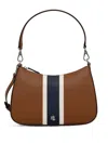 Ralph Lauren Danni Crosshatch Leather Shoulder Bag In Braun