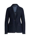 Ralph Lauren Lauren  Denim Blazer Woman Blazer Blue Size 6 Cotton, Elastane In Blue