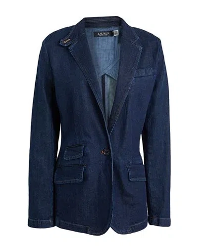 Ralph Lauren Lauren  Denim Blazer Woman Blazer Blue Size 8 Cotton, Elastane In Blue