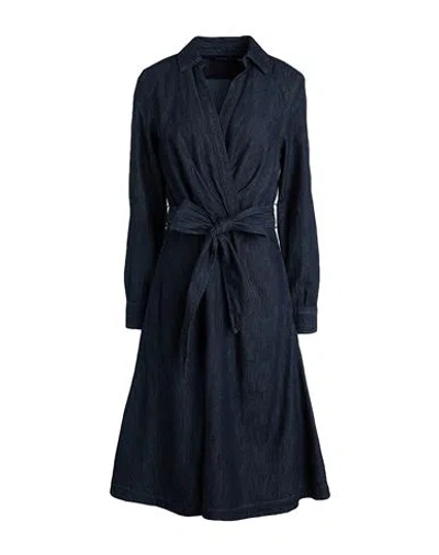 Ralph Lauren Lauren  Denim Long-sleeve Midi Dress Woman Midi Dress Blue Size 8 Cotton