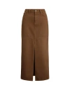 Ralph Lauren Lauren  Daniela Front Slit Denim Midi Skirt In Beige