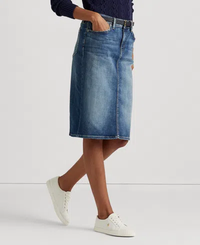 Lauren Ralph Lauren Denim Skirt In Sunset Indigo Wash