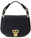 Ralph Lauren Tanner Leather Small Crossbody Bag In Dark Denim