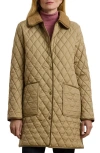 Ralph Lauren Lauren  Diamond Pattern Quilted Coat In Birch Tan