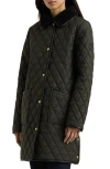 Ralph Lauren Lauren  Diamond Pattern Quilted Coat In Litchfield Grey