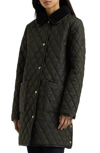 Ralph Lauren Lauren  Diamond Pattern Quilted Coat In Litchfield Grey