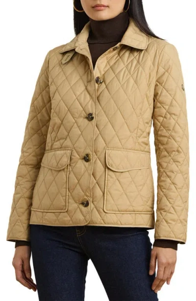 Ralph Lauren Lauren  Diamond Quilted Jacket In Sand