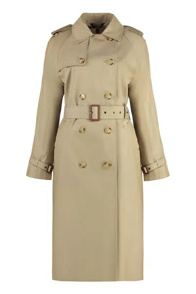 Ralph Lauren Lauren  Double-breasted Cotton-blend Trench Coat Woman Overcoat & Trench Coat Beige Size