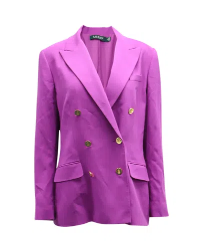 Ralph Lauren Double Breasted Blazer In Purple Polyester