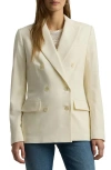 Ralph Lauren Double-breasted Wool Crepe Blazer In Mascarpone Cream