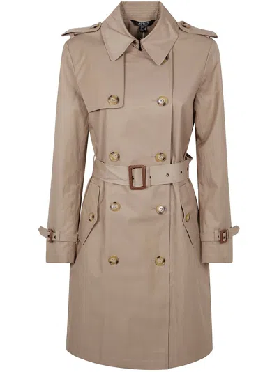 Ralph Lauren Lauren  Double Breast Belt Rn 38" Lined Coat In Brown