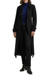 Ralph Lauren Lauren  Double Breasted Wool Blend Trench In Black