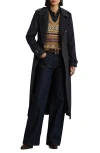 Ralph Lauren Lauren  Double Breasted Wool Blend Trench In Regal Navy