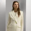 Ralph Lauren Double-breasted Wool Crepe Blazer In Winter Cream