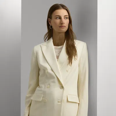 Ralph Lauren Double-breasted Wool Crepe Blazer In Mascarpone Cream