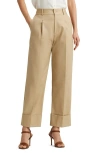 Ralph Lauren Lauren  Double Faced Stretch Cotton Ankle Pants In Birch Tan