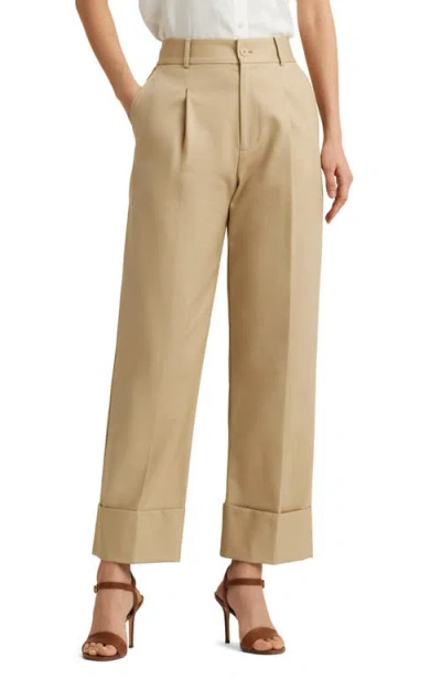 Ralph Lauren Lauren  Double Faced Stretch Cotton Ankle Pants In Birch Tan