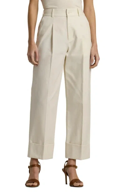 Ralph Lauren Lauren  Double Faced Stretch Cotton Ankle Pants In Mascarpone Cream