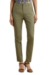 Ralph Lauren Petite Double-faced Stretch Cotton Pants In Sage Green