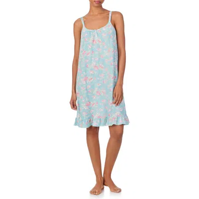 Ralph Lauren Lauren  Double Strap Nightgown In Blue Floral