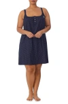 Ralph Lauren Lauren  Double Strap Nightgown In Navy Dot