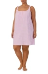 Ralph Lauren Plus Size Cotton Knit Double-strap Nightgown In Pink Stripe