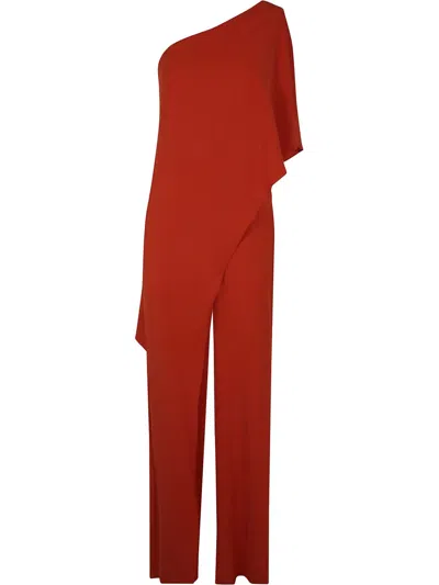 Ralph Lauren Draped Cape Jumpsuit In 橘色