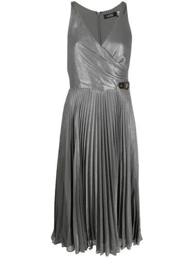 Ralph Lauren Abito Midi Plissettato In Metallic