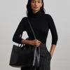 Ralph Lauren Embossed Leather Large Marcy Satchel In Black