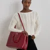 Ralph Lauren Embossed Leather Large Marcy Satchel In Festive Red