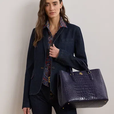 RALPH LAUREN RALPH LAUREN EMBOSSED LEATHER LARGE MARCY SATCHEL