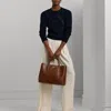 Ralph Lauren Embossed Leather Large Marcy Satchel In Tobacco