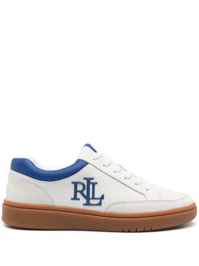 Ralph Lauren Embossed-logo Sneakers In White