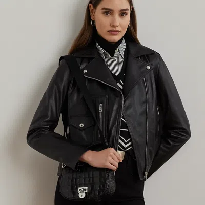 Ralph Lauren Embossed Medium Tanner Crossbody Bag In Black