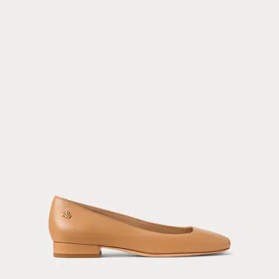 Ralph Lauren Emellie Nappa Leather Ballet Flat In Buff