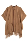 Ralph Lauren Lauren  Equestrian Buckle Ruana In Classic Camel