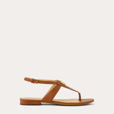 Ralph Lauren Everley Calfskin Sandal In Lauren Tan