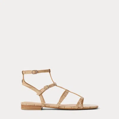 Ralph Lauren Everley Croc-embossed Gladiator Sandal In Dark Sand Dune