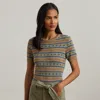 Shop Ralph Lauren Fair Isle Short-sleeve Sweater In Multi