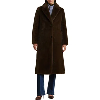 Ralph Lauren Lauren  Faux Fur Coat In Circuit Brown