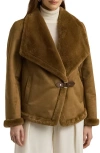 Ralph Lauren Lauren  Faux Shearling Jacket In Camel