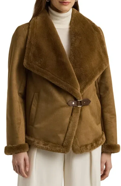 Ralph Lauren Lauren  Faux Shearling Jacket In Camel
