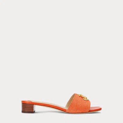 Ralph Lauren Fay Anchor-logo Cross-dyed Canvas Sandal In Orange Lily