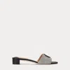 Ralph Lauren Fay Logo Black Low Heel Mules In Natural / Black