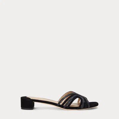 Ralph Lauren Fay Suede & Leather Multistrap Sandal In Black