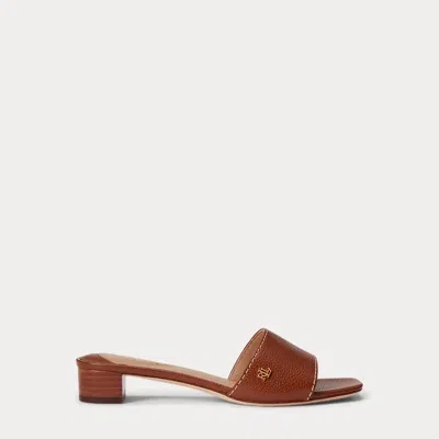 Ralph Lauren Fay Tumbled Leather Sandal In Deep Saddle Tan