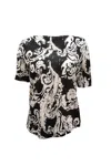 Ralph Lauren Filigree Print T-shirt In Black And White Linen In White