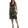 LAUREN RALPH LAUREN LAUREN RALPH LAUREN FLORAL BELTED CRINKLE GEORGETTE DRESS