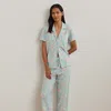Ralph Lauren Floral Cotton-blend Cropped Sleep Set In Blue Floral