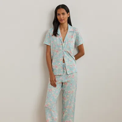 Ralph Lauren Floral Cotton-blend Cropped Sleep Set In Blue Floral